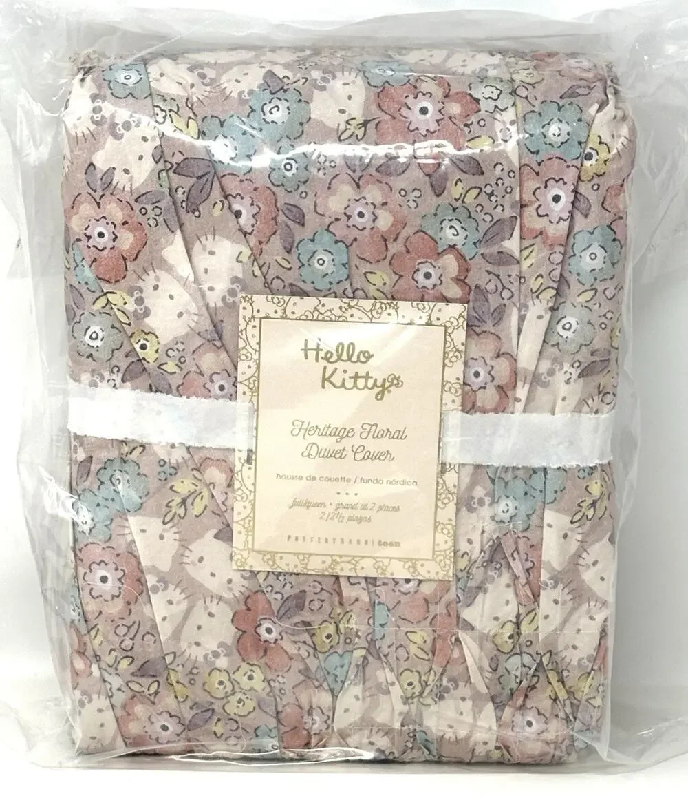 Pottery Barn Hello Kitty Heritage Floral Duvet Cover Full Queen NWT Pastels